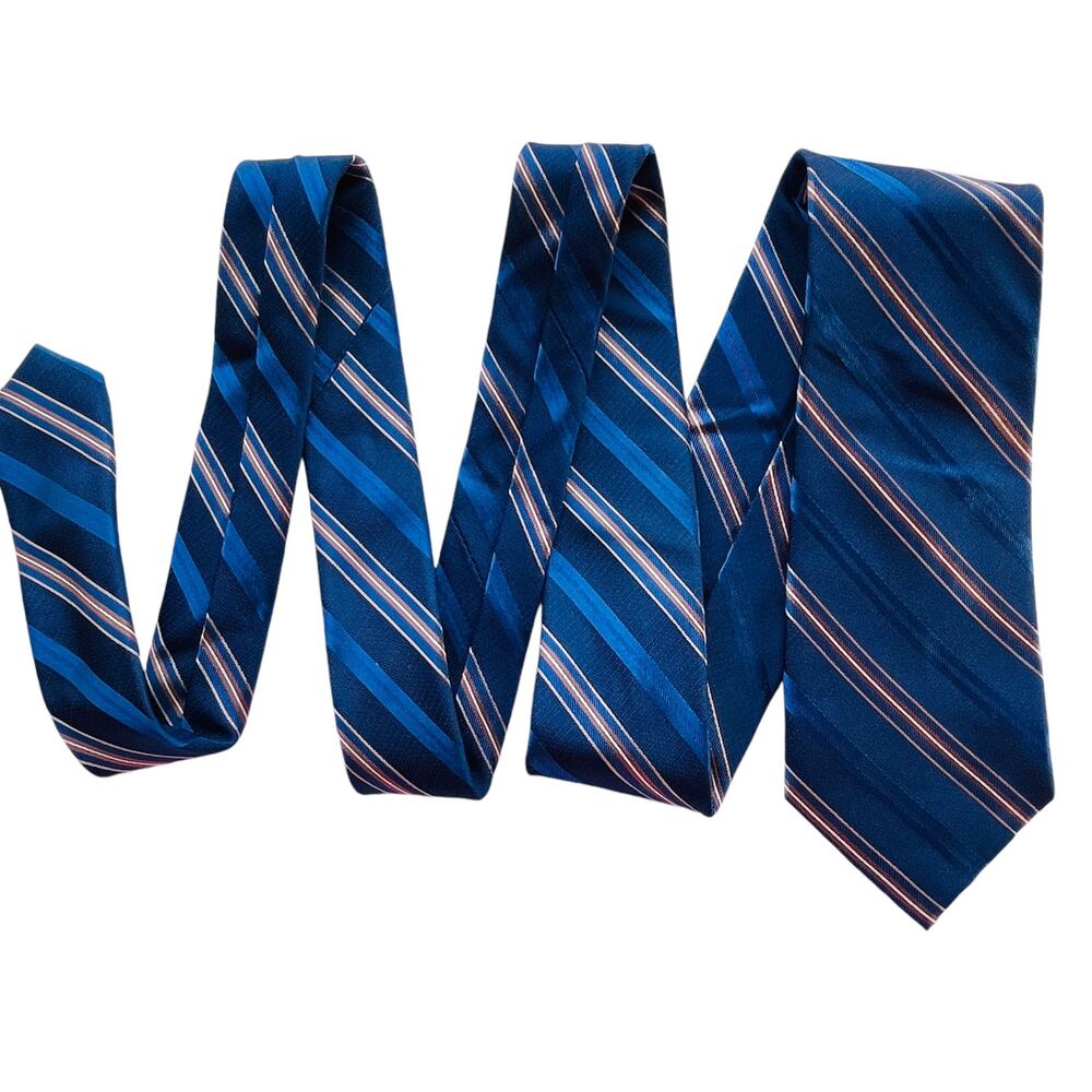 Michael Kors Blue Tan Silk Regimental Striped Classic Designer Men's Tie